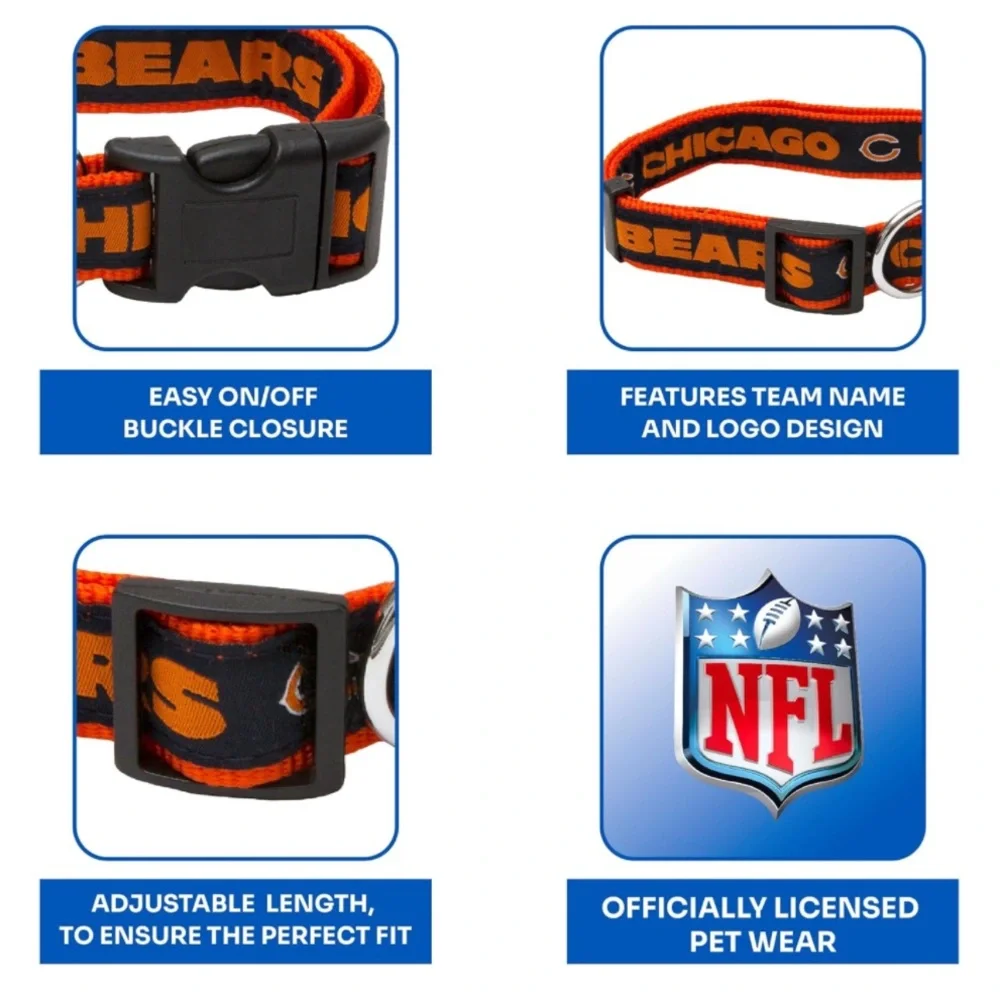 NWT Pets First NFL Chicago‎ Bears Pet Collar – Large
